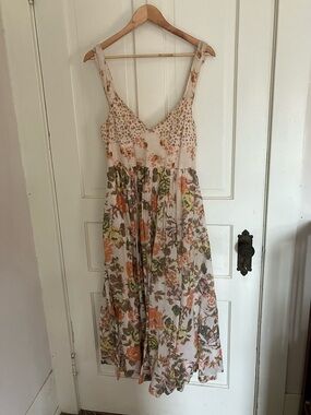 Free People Cream Floral Midi Dress